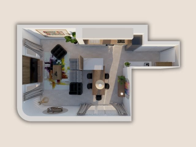 Projet 3D d'un salon pour un projet de décoration